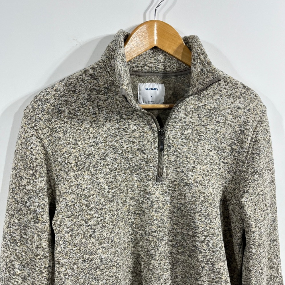 Old Navy Womens Sporty Sweater Fleece Quarter Zip Pullover Medium Granola Layer - Picture 2 of 8